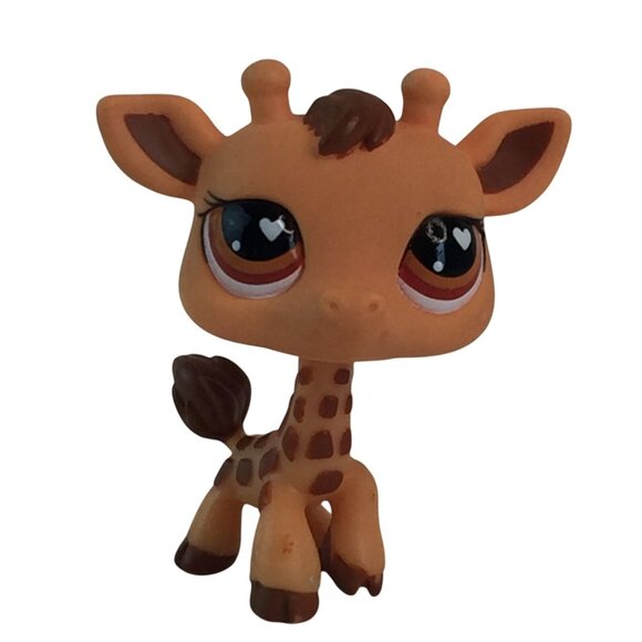 Littlest Pet Shop LPS #526 Giraffe Brown Friendliest Heart Eyes - Picture 1 of 7